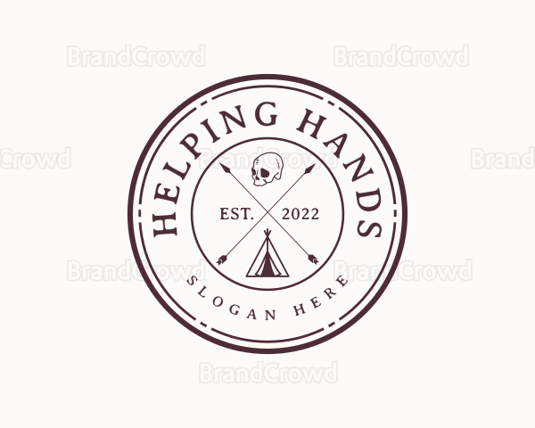 Hipster Camping Badge Logo