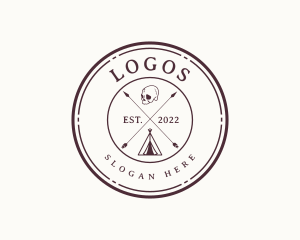 Hipster Camping Badge Logo