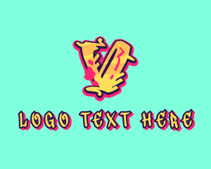 Letter V - Graffiti Art Letter V logo design