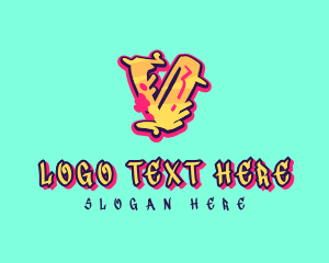 Music Label - Graffiti Art Letter V logo design
