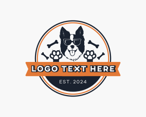 Border Collie - Hipster Furry Dog logo design