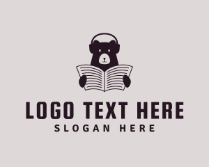 Document - Bear Newspaper Headphone logo design