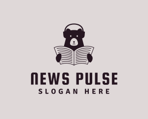 Newspaper - Bear Newspaper Headphone logo design