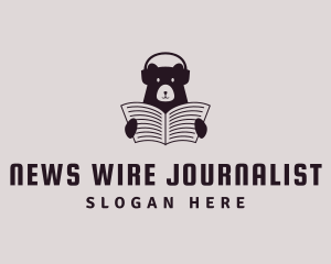 Bear Newspaper Headphone logo design