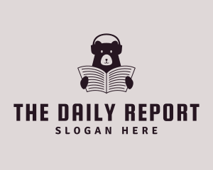 Journal - Bear Newspaper Headphone logo design