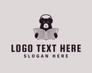 Newspaper - Bear Newspaper Headphone logo design