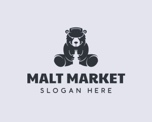 Malt - Bear Hat Beer Bottle logo design