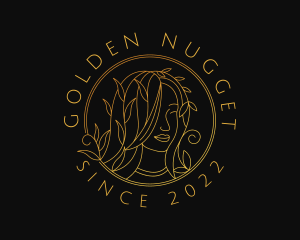 Golden Natural Hair Woman logo design