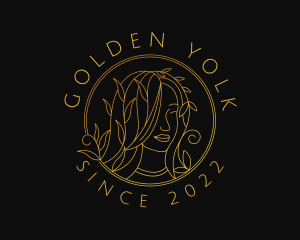 Golden Natural Hair Woman logo design