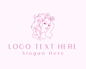 Facial Care - Floral Woman Beauty logo design