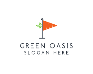 Vegetable Carrot Flag logo design