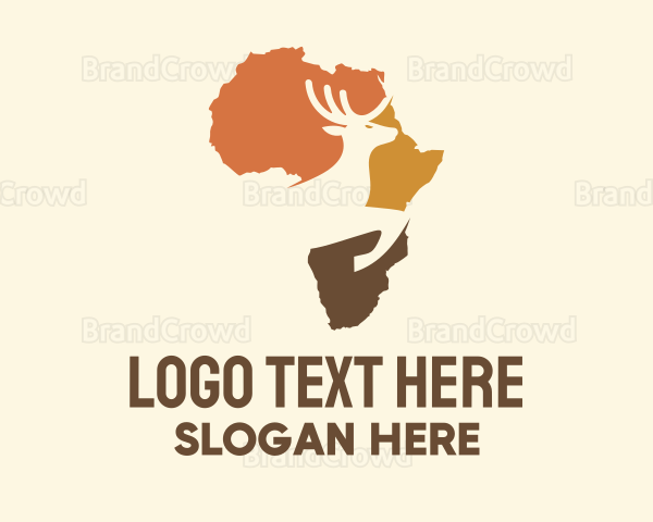 Africa Map Deer Stag Logo