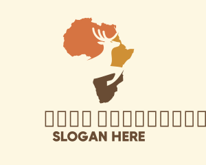 Africa Map Deer Stag logo design