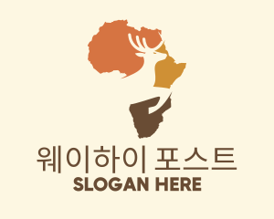 Africa Map Deer Stag logo design