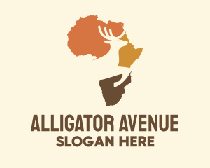 Africa Map Deer Stag logo design