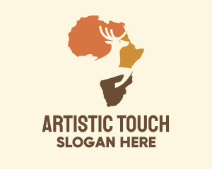 Africa Map Deer Stag logo design