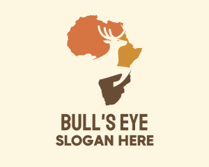 Africa Map Deer Stag logo design