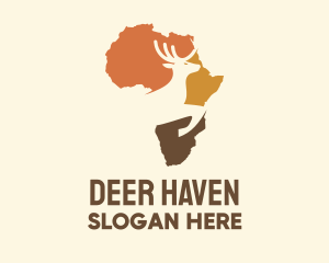 Deer - Africa Map Deer Stag logo design