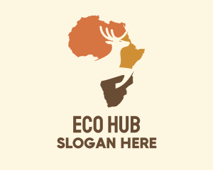 Ecosystem - Africa Map Deer Stag logo design