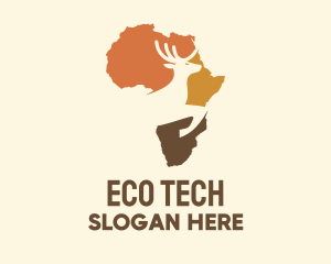 Ecosystem - Africa Map Deer Stag logo design