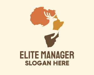 Africa Map Deer Stag logo design