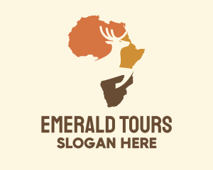 Africa Map Deer Stag logo design