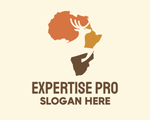 Africa Map Deer Stag logo design