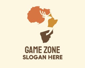 Tour Guide - Africa Map Deer Stag logo design