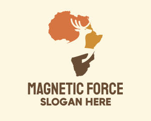 Africa Map Deer Stag logo design