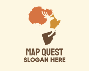 Africa Map Deer Stag logo design