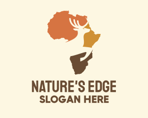 Wilderness - Africa Map Deer Stag logo design