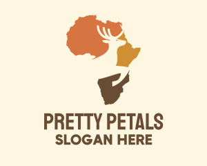 Africa Map Deer Stag logo design