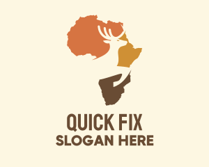 Africa Map Deer Stag logo design