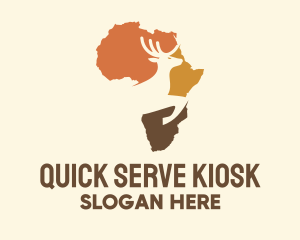 Africa Map Deer Stag logo design