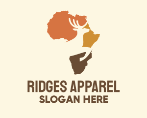 Africa Map Deer Stag logo design