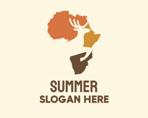 Africa Map Deer Stag logo design