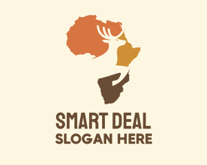 Africa Map Deer Stag logo design