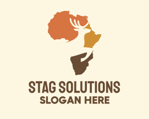 Stag - Africa Map Deer Stag logo design