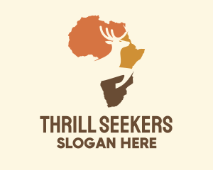 Africa Map Deer Stag logo design