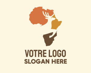 Africa Map Deer Stag logo design