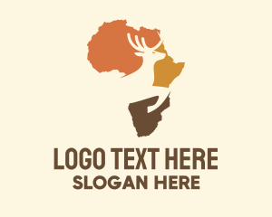 Africa Map Deer Stag Logo