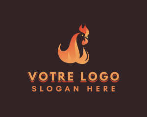 Hot - Flame Chicken Grill logo design