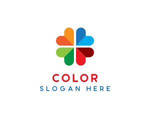 Colorful Heart Clover logo design