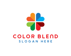 Colorful Heart Clover logo design