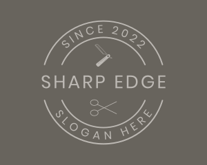 Minimalist Barber Tools logo design