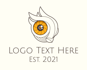 Orange Camera - Owl Eye Camera Lens logo design