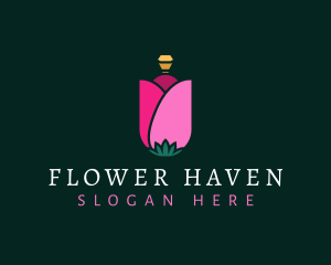 Floral Perfume Bottle logo design