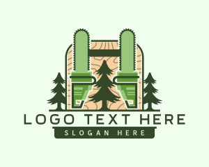 Chainsaw Lumberjack Pine Tree Logo