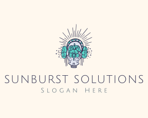 Sunburst - Sunburst Flower Skull logo design