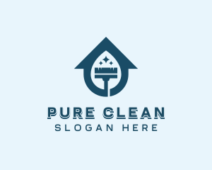 Housekeeper Cleaning Broom logo design